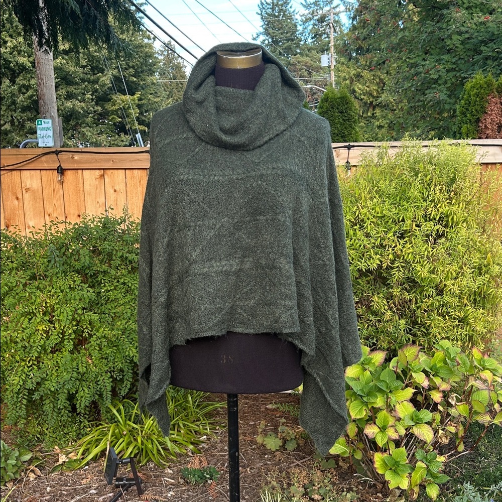 Cost Plus World Market Olive Poncho Sweater